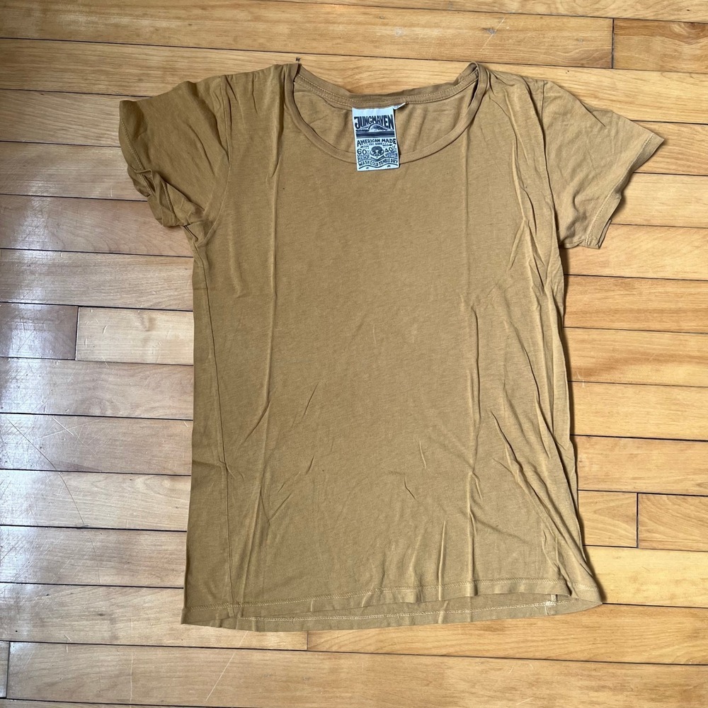 Jungmaven Hemp Organic Cotton Scoop Neck Short Sleeve Tee Mustard USA Small